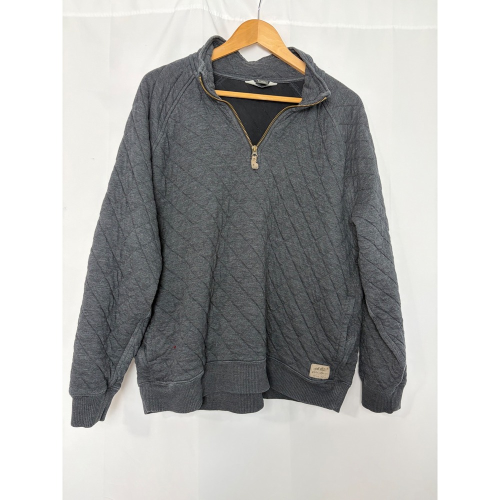 Eddie Bauer Mens Large Gray Quilted Quarter Zip Pullover Sweatshirt L